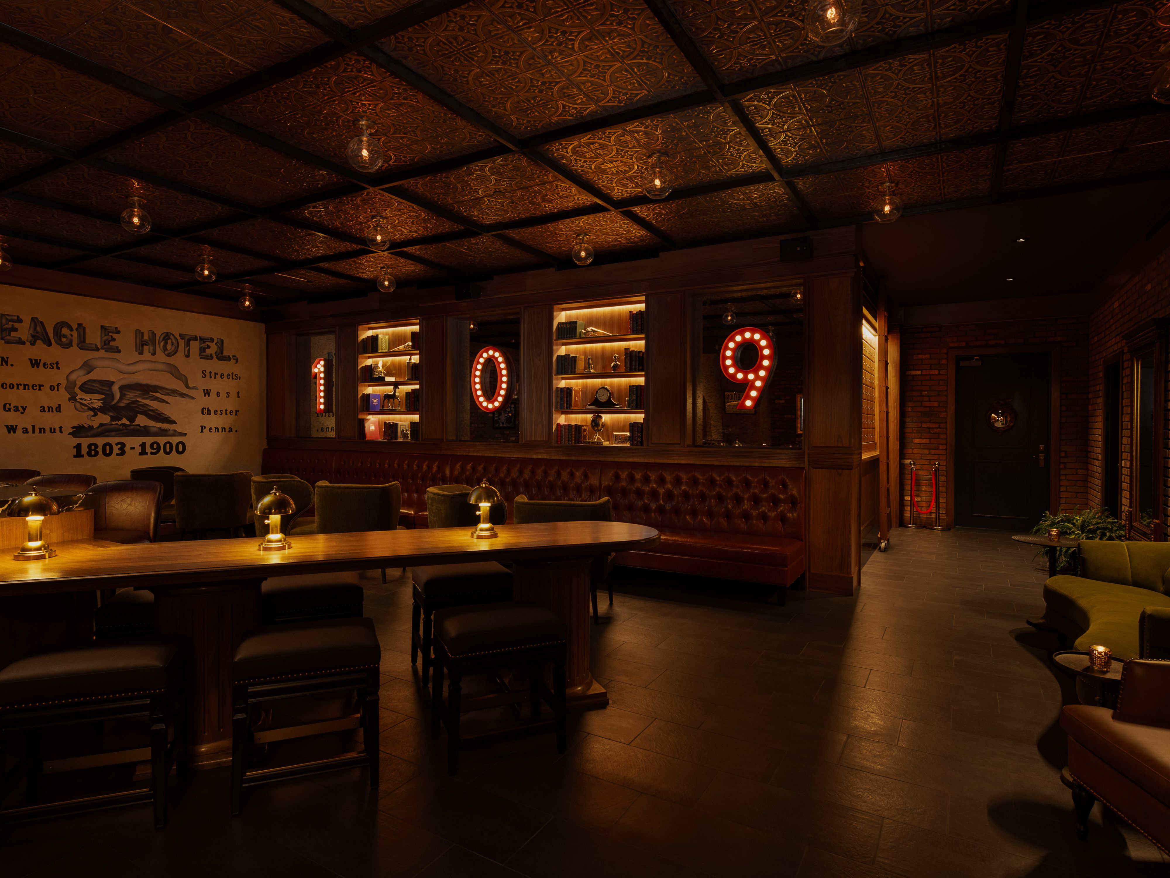Room 109, located in the Lower Level of the Hotel Indigo