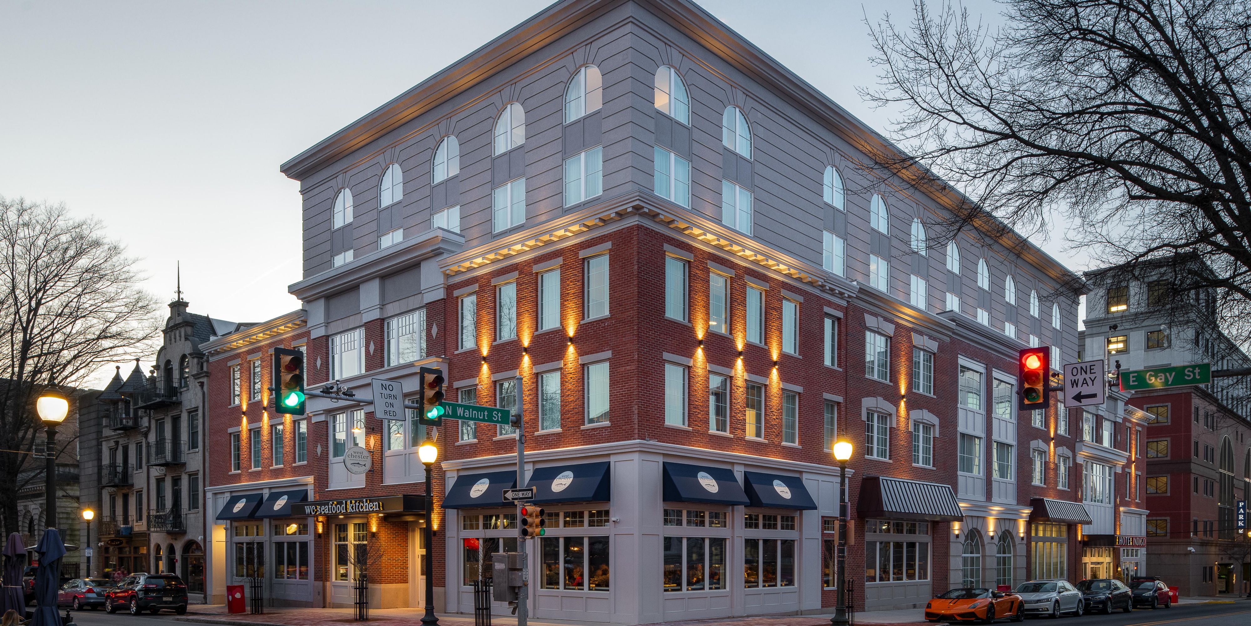 Historic Downtown West Chester at night
