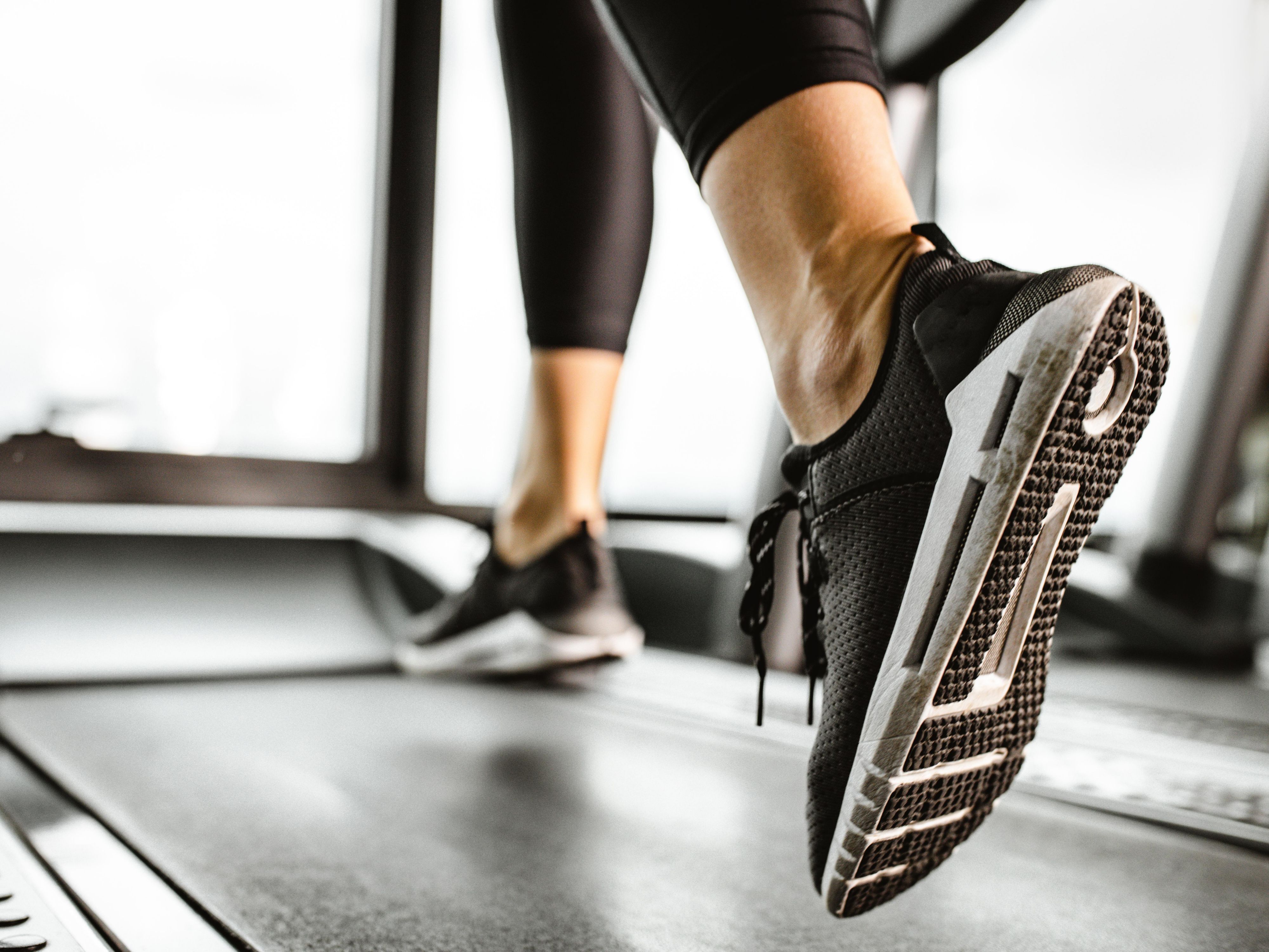 Walking on treadmill