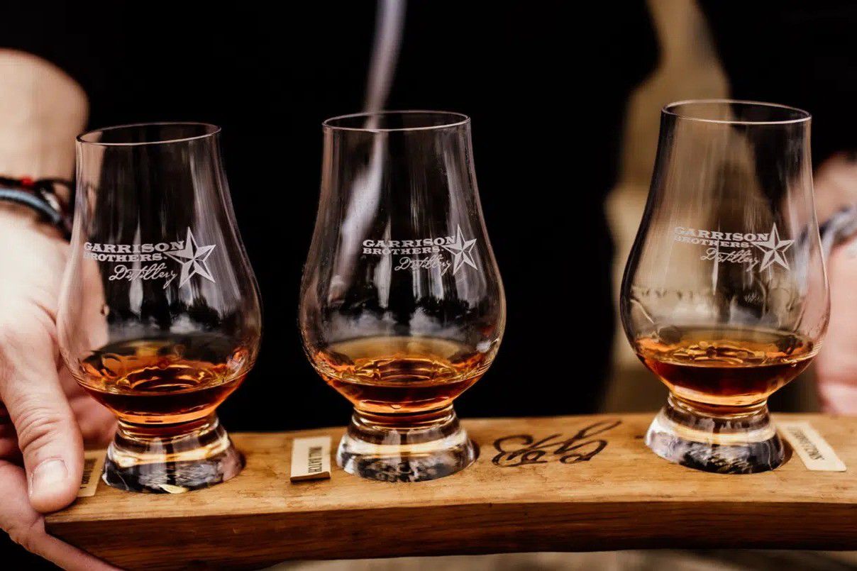 Garrison Brothers branded whiskey flight