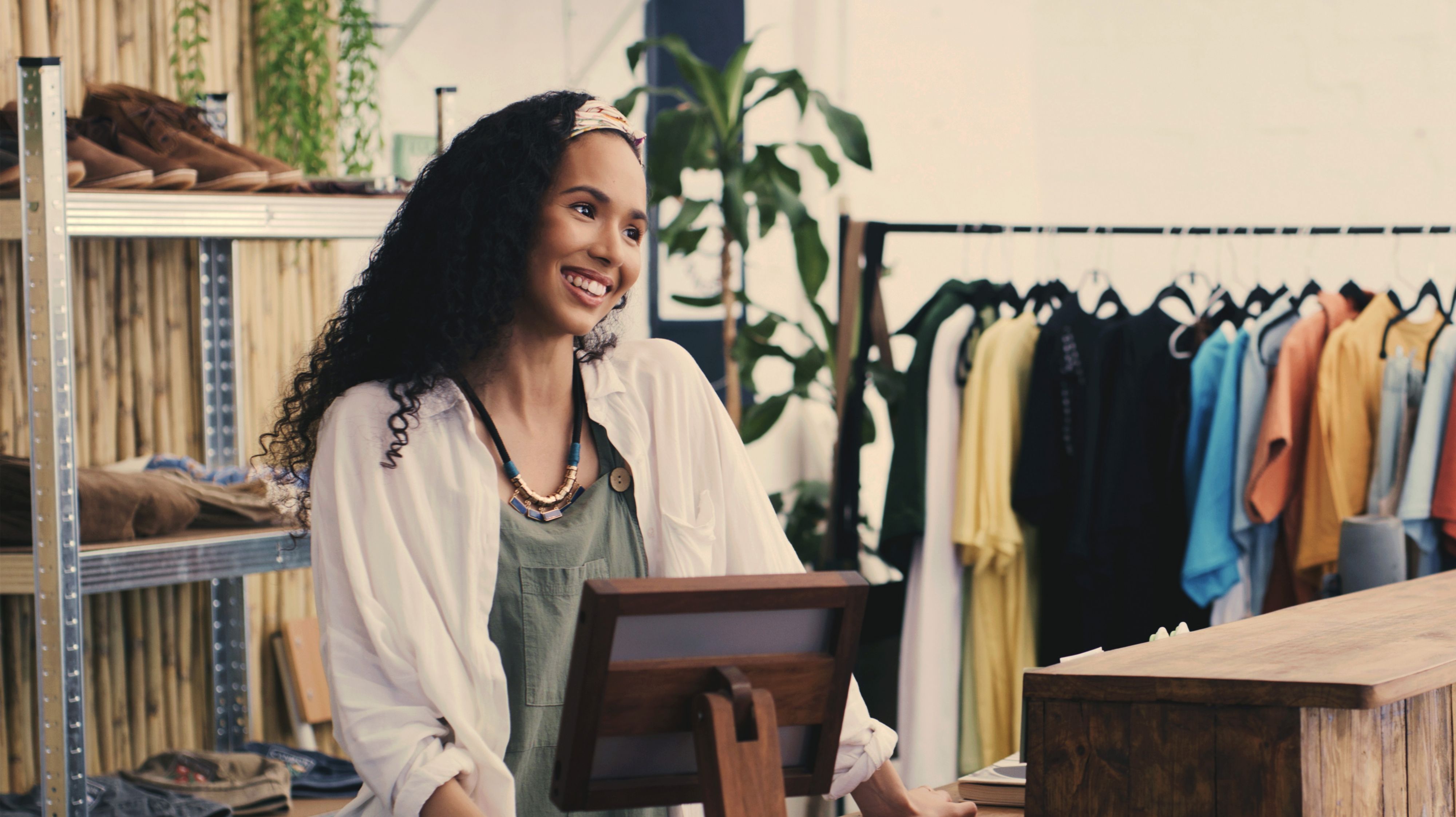 Ponce City Market cashier smiling at customer