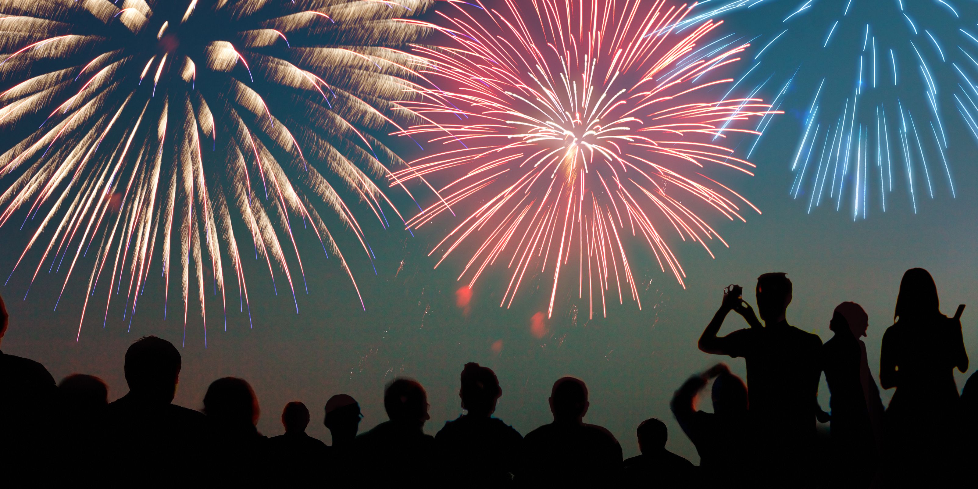 Crowd watching fireworks