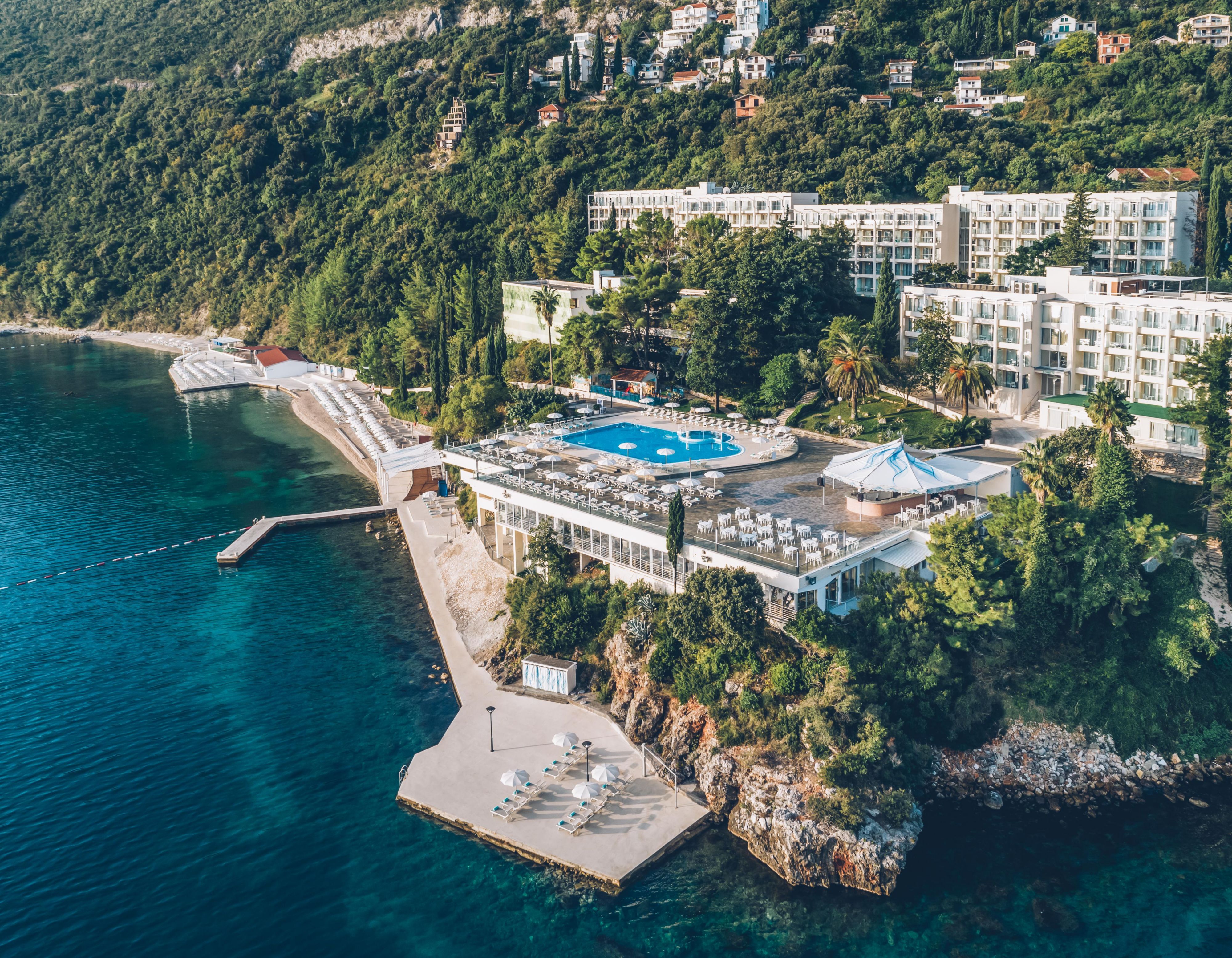 View of mountainside and beach at Iberostar Waves Herceg Novi