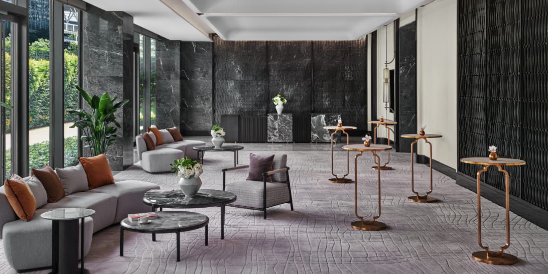 prefunction space with couches and tables