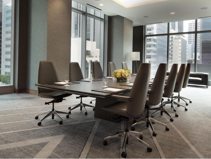 Boardroom with rectangle table and office chairs