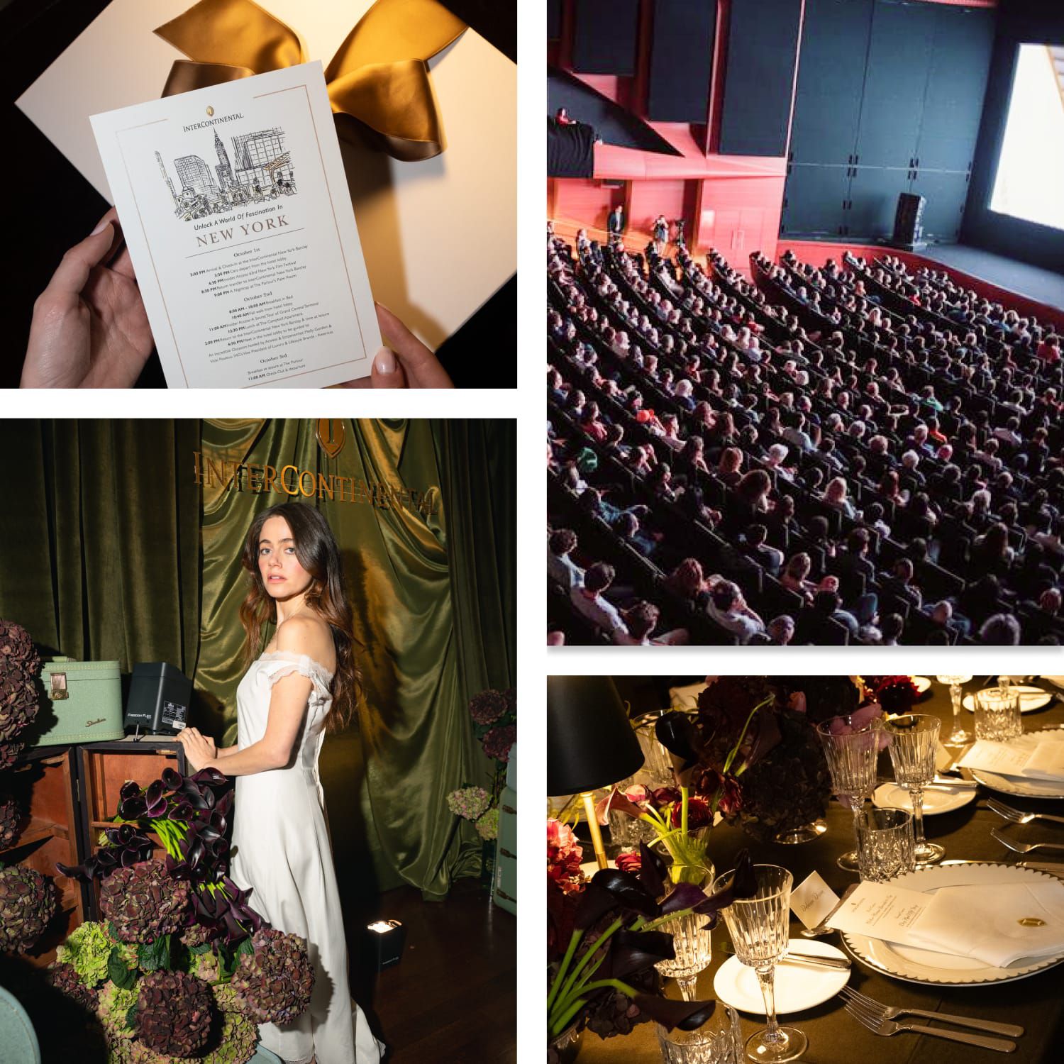 A collage of images including a hand drawn invitation to this elegant celebration of New York Film.