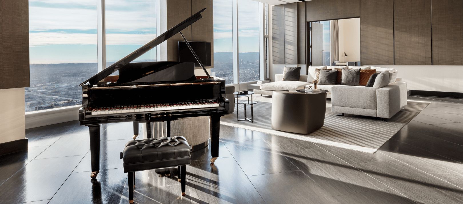 Use our suite for your next film or tv show with sweeping views and a grand piano