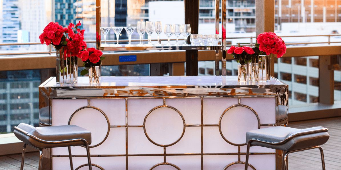 Bar set up on our rooftop wedding venue