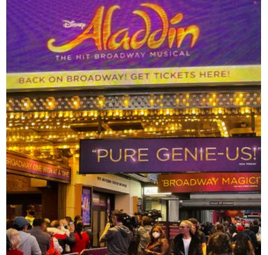 Enjoy Aladdin on Broadway steps from our hotel