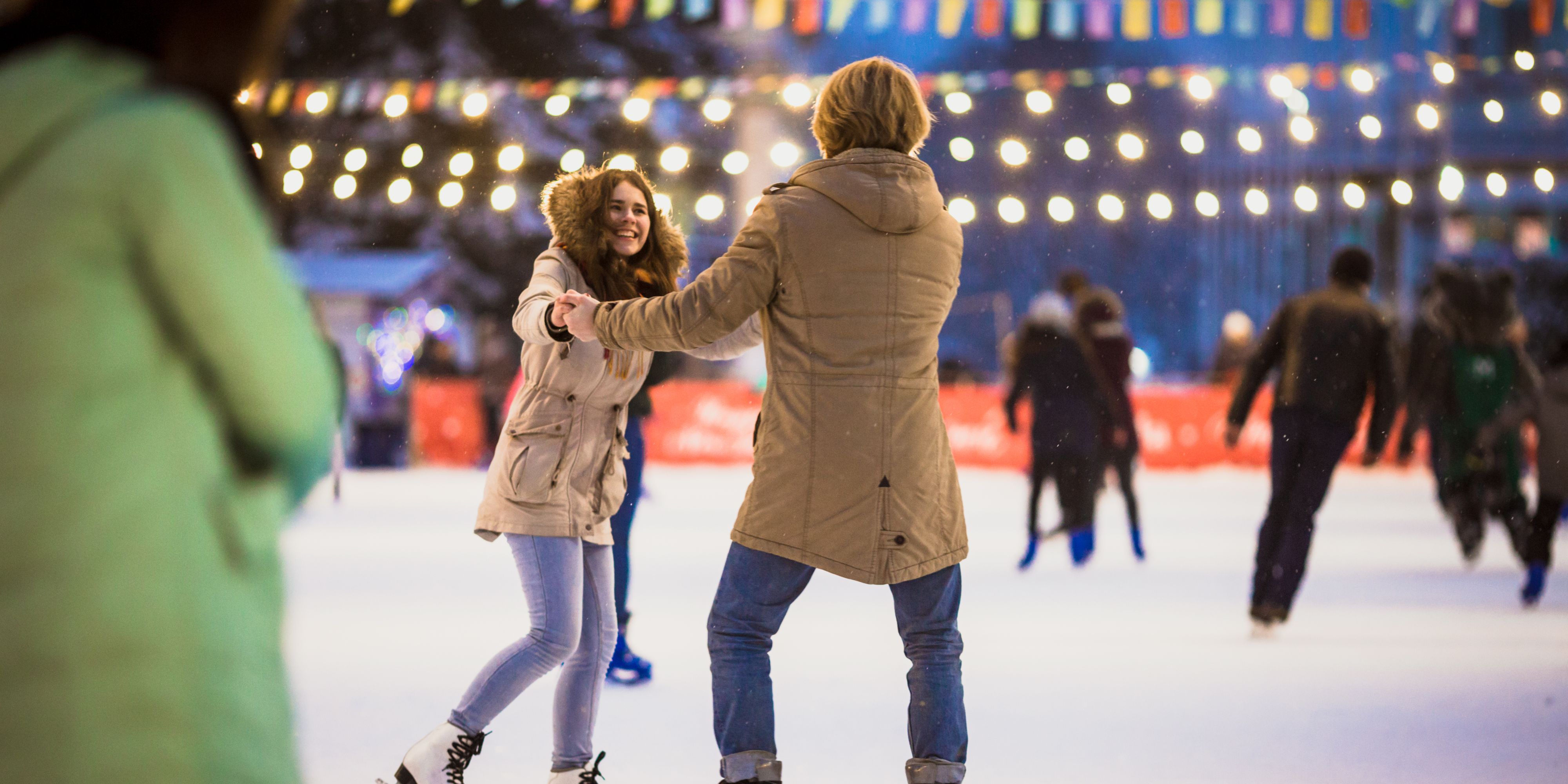Couple ice skating