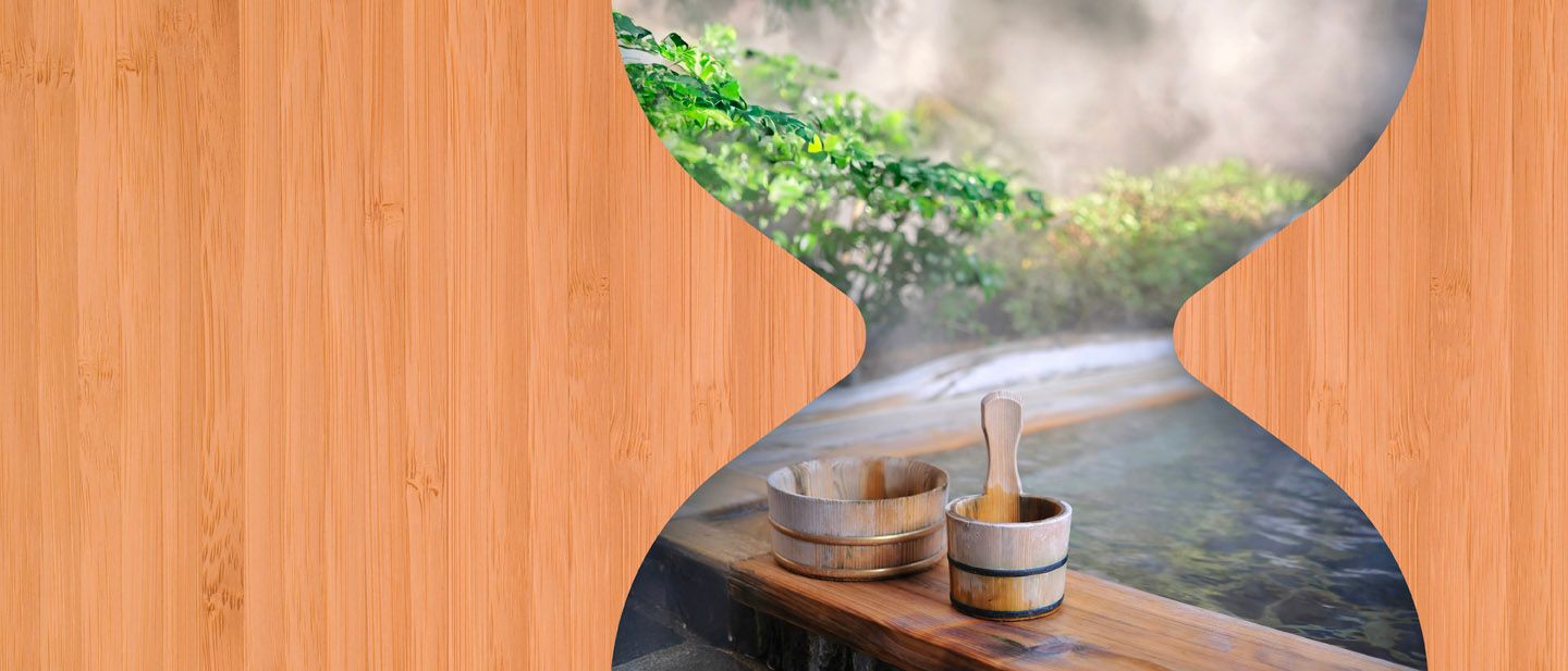A steaming private onsen 