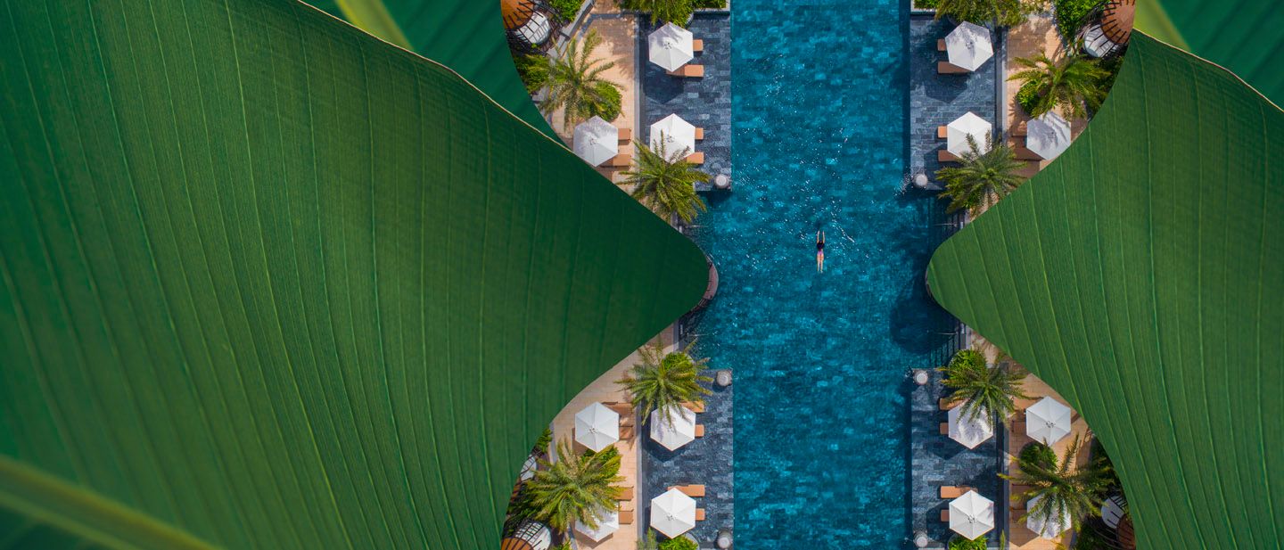 A woman swiming in a pool 