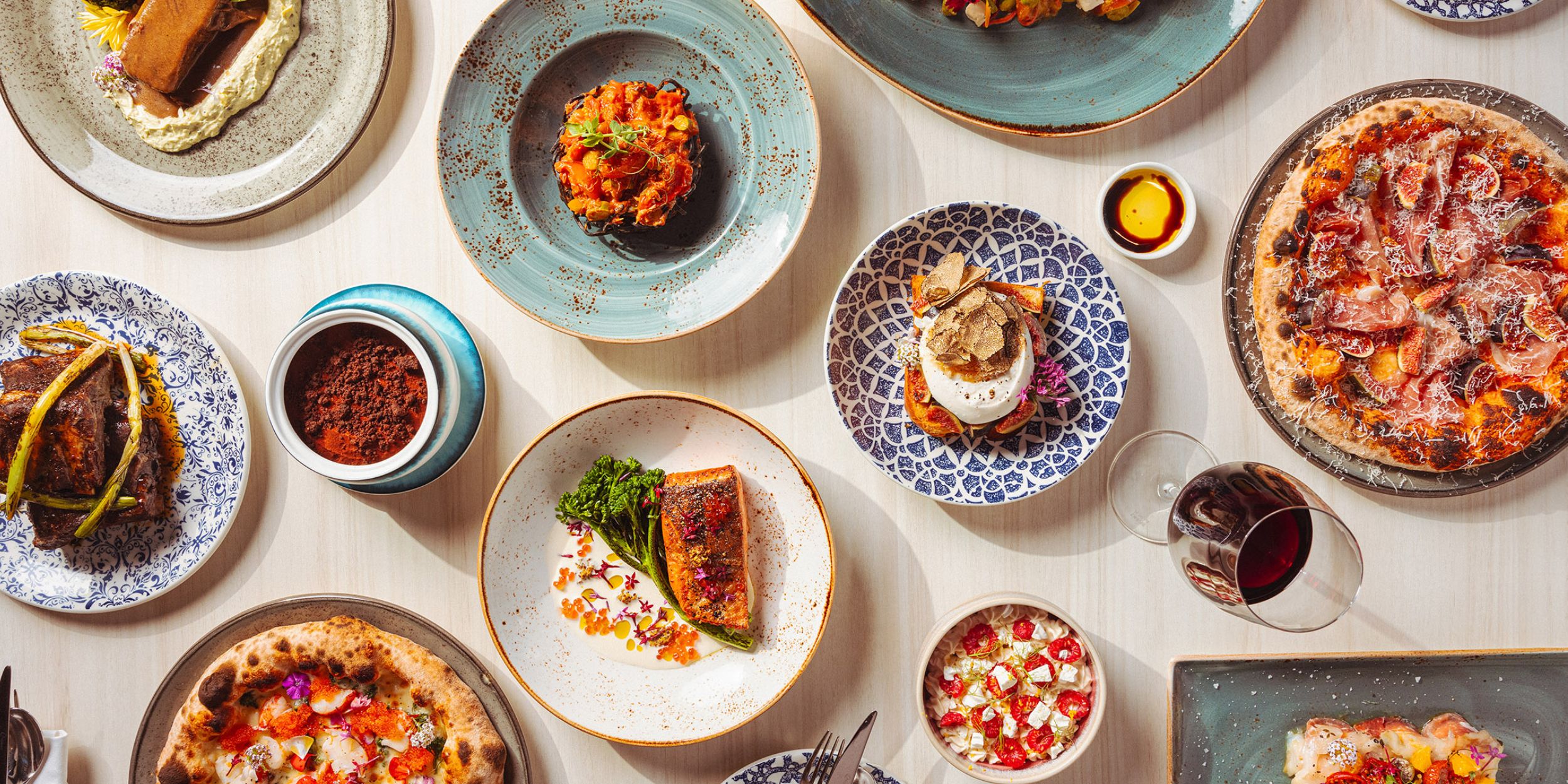 A flatlay food shot from il Cielo Restaurant
