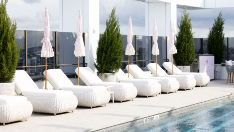 Sunbeds by the pool