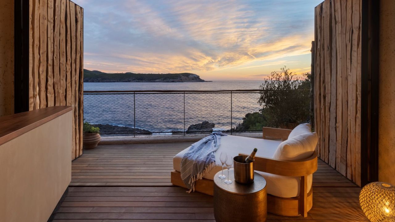 private balcony overlooking the water in ibiza