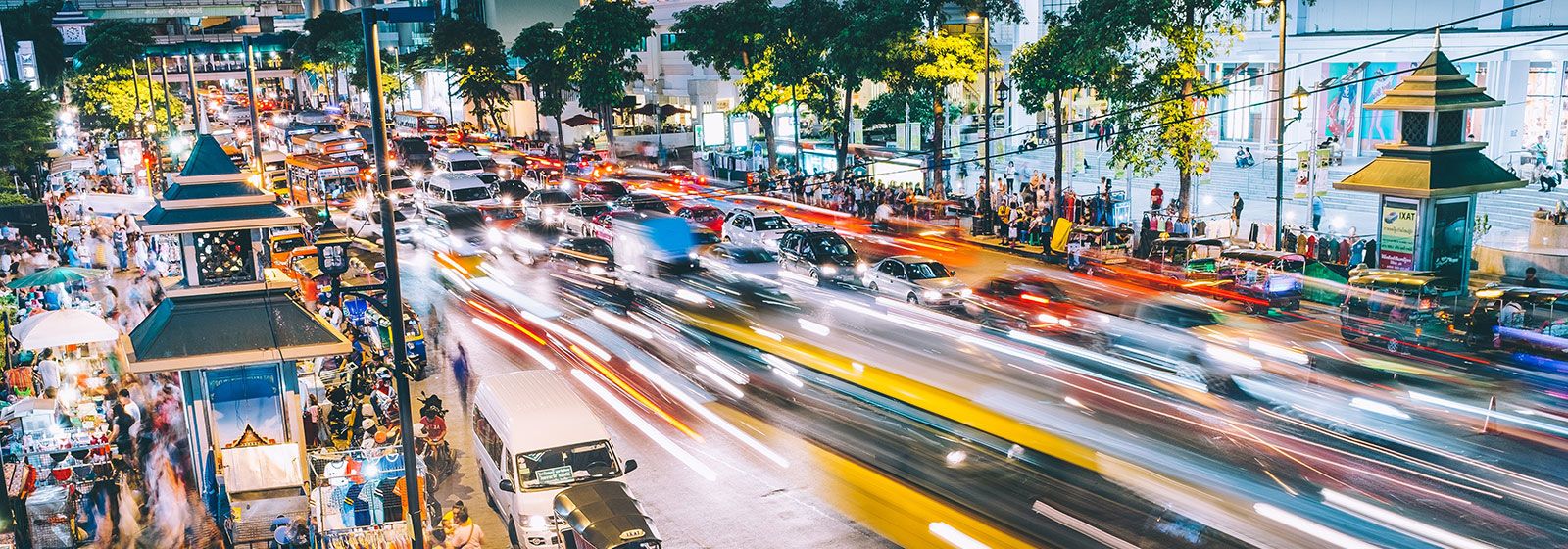 Still image of a time lapse of a busy street in Bangkok