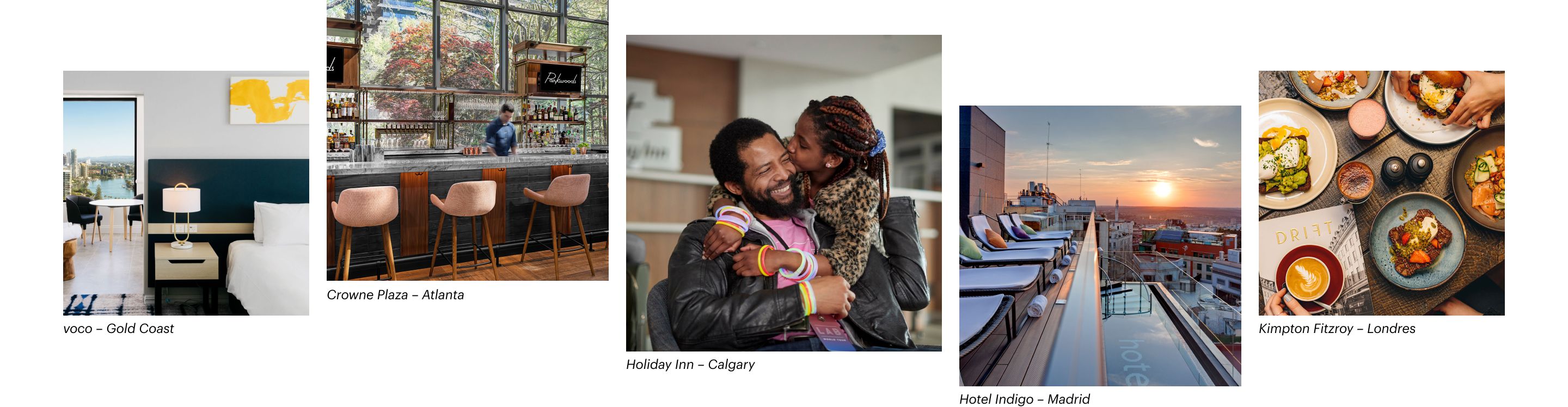 Un collage de imágenes sorprendentes de los establecimientos IHG Hotels & Resorts y de todo el mundo