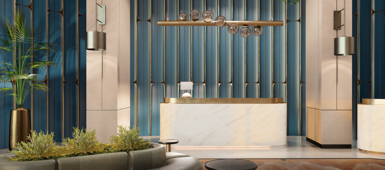 Stunning marble front desk at voco Cairo Arabella Plaza