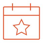  オレンジ色のカレンダーと星のアイコン