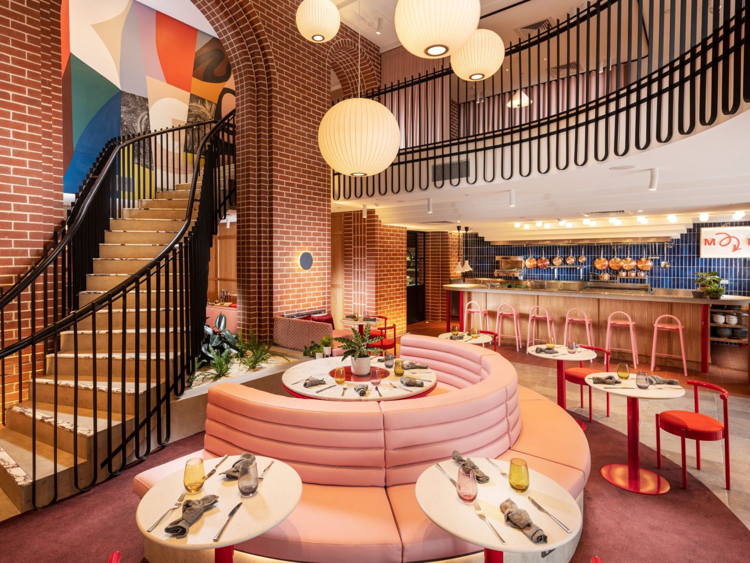 Colorful restaurant and bar at Hotel Indigo Adelaide Markets