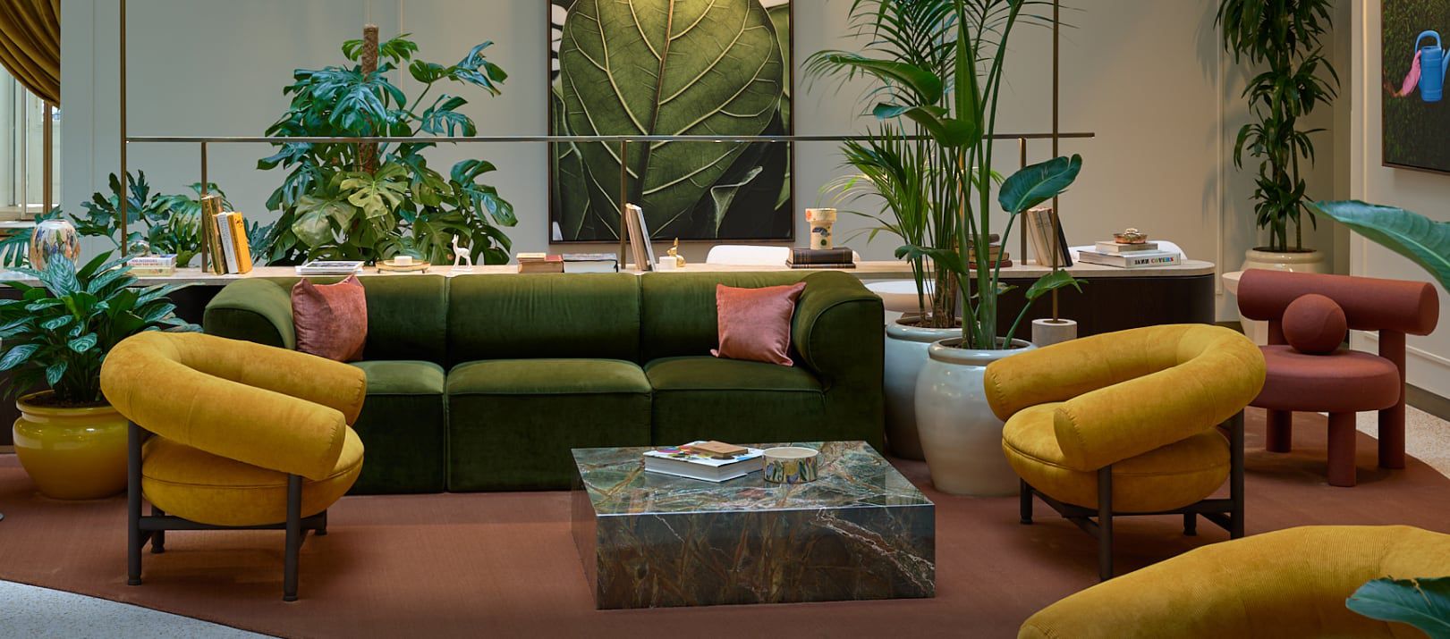 Plush, plant-filled sitting area at Verno House Budapest, Vignette Collection