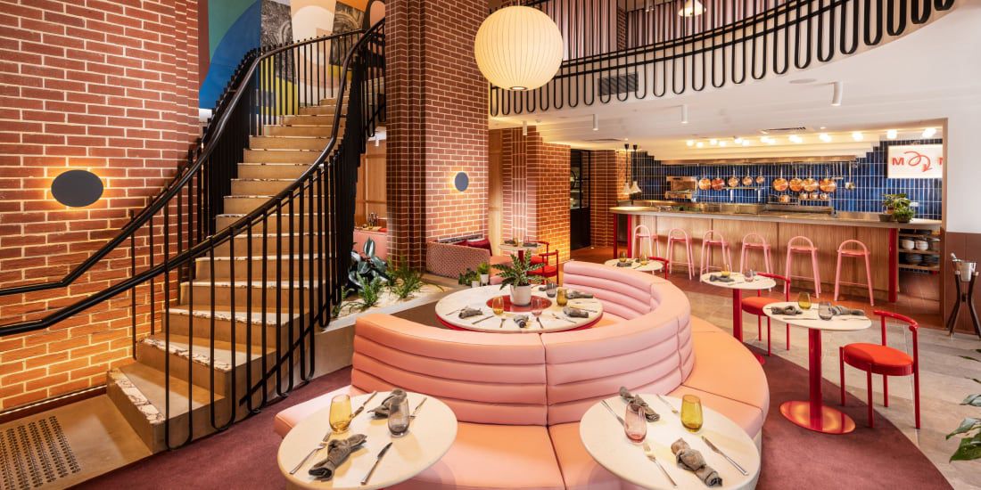 Colorful restaurant and bar at Hotel Indigo Adelaide Markets