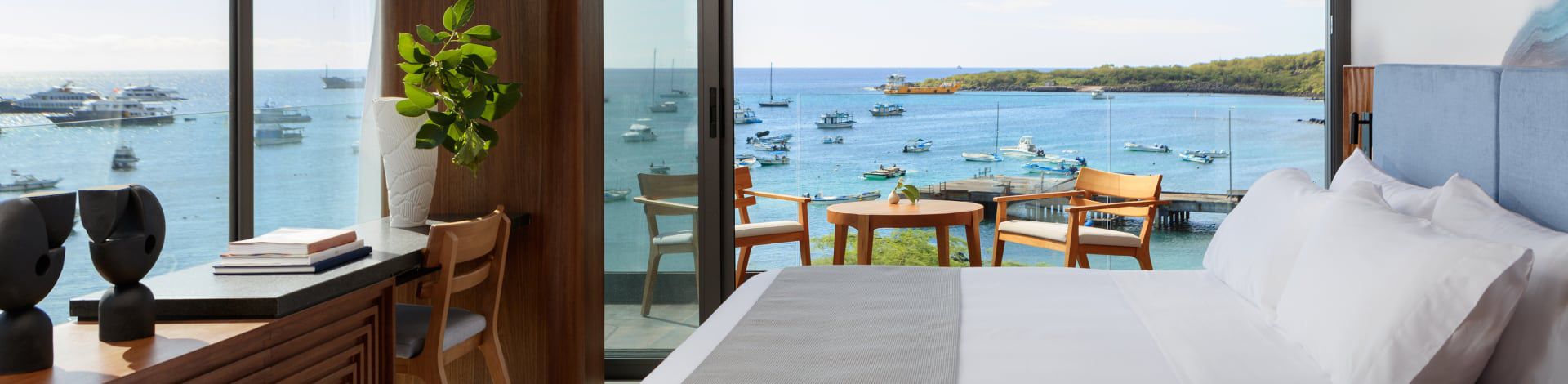 A view to the Pacific Ocean from a room at Hotel Indigo Galapagos.