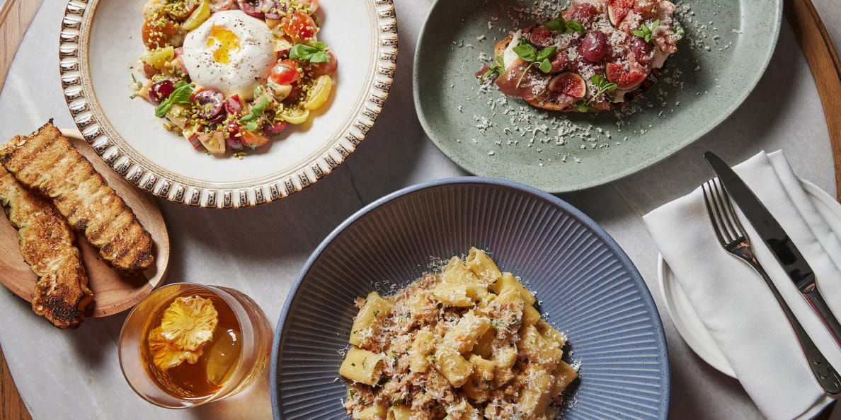 A selection of northern Italian dishes and crostinis.