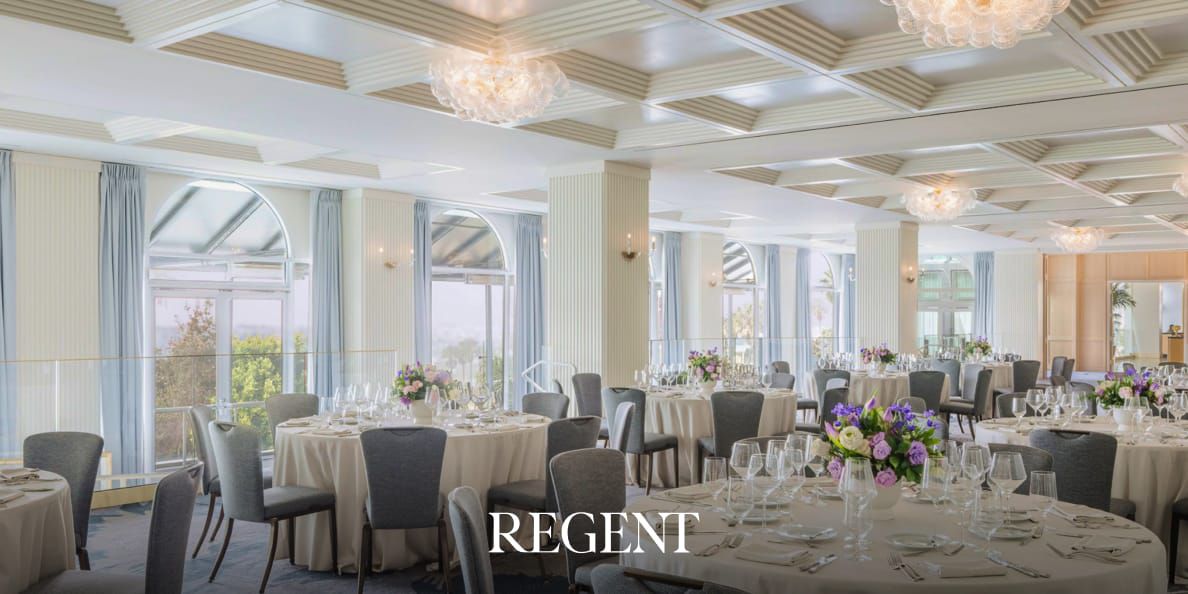 Regent Santa Monica Beach hotel dining room with elegant seating and refined upscale interior design