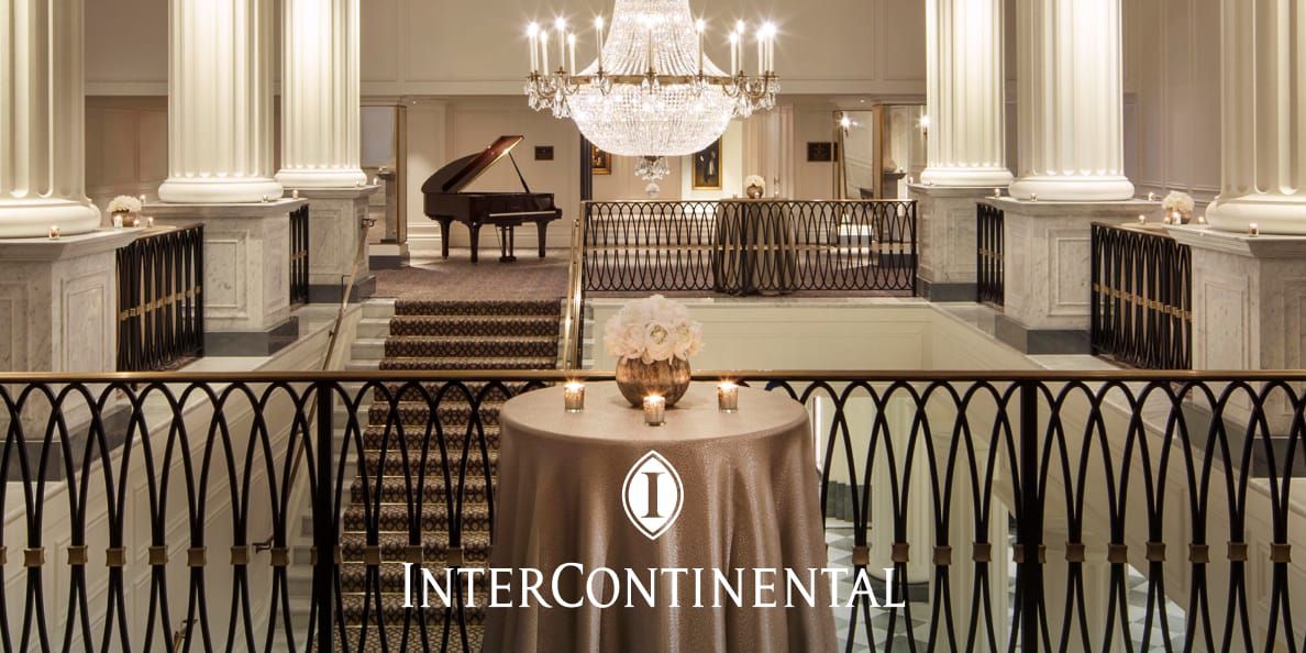 InterContinental New York Barclay grand interior balcony with classic architecture and luxury details