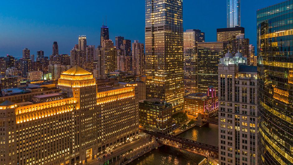 Chicago River at night