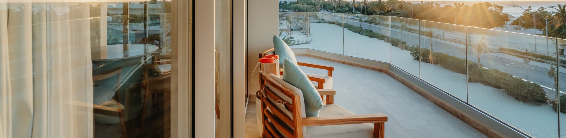 JOIA Iberostar balcony with ocean views at sunset