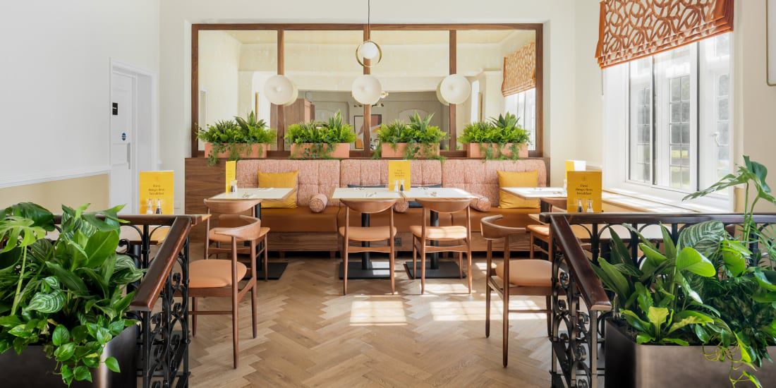 Bright restaurant seating at voco Letchworth
