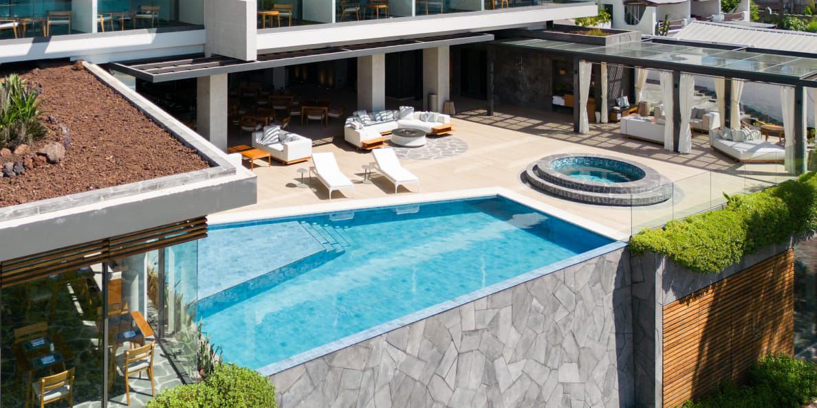 Elevated pool and hot tub