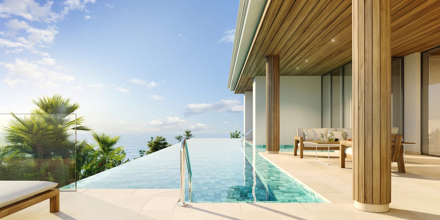 Rooftop infinity pool overlooking the ocean