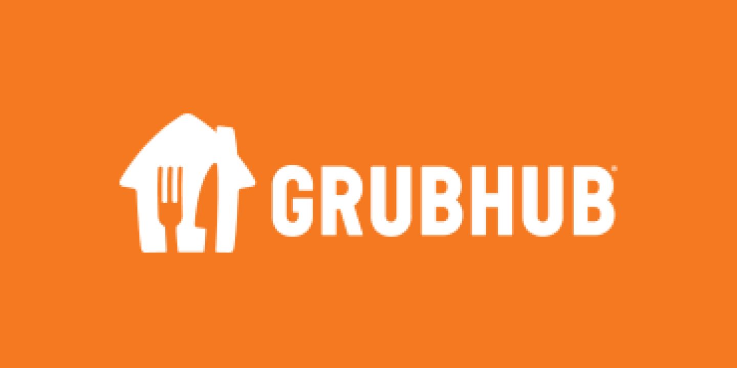 Image of orange GrubHub text logo