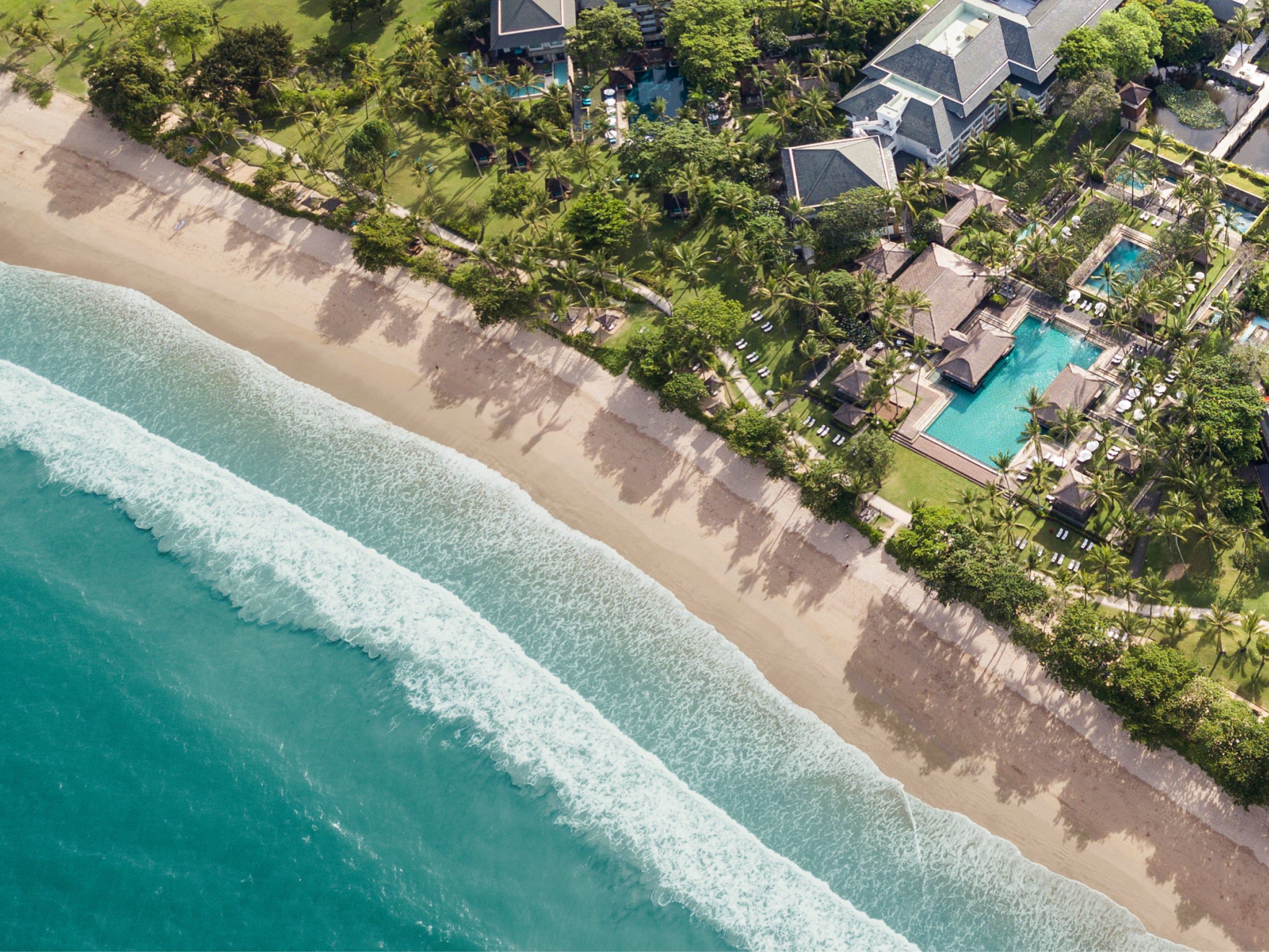 Aerial view of luxury resort and beach
