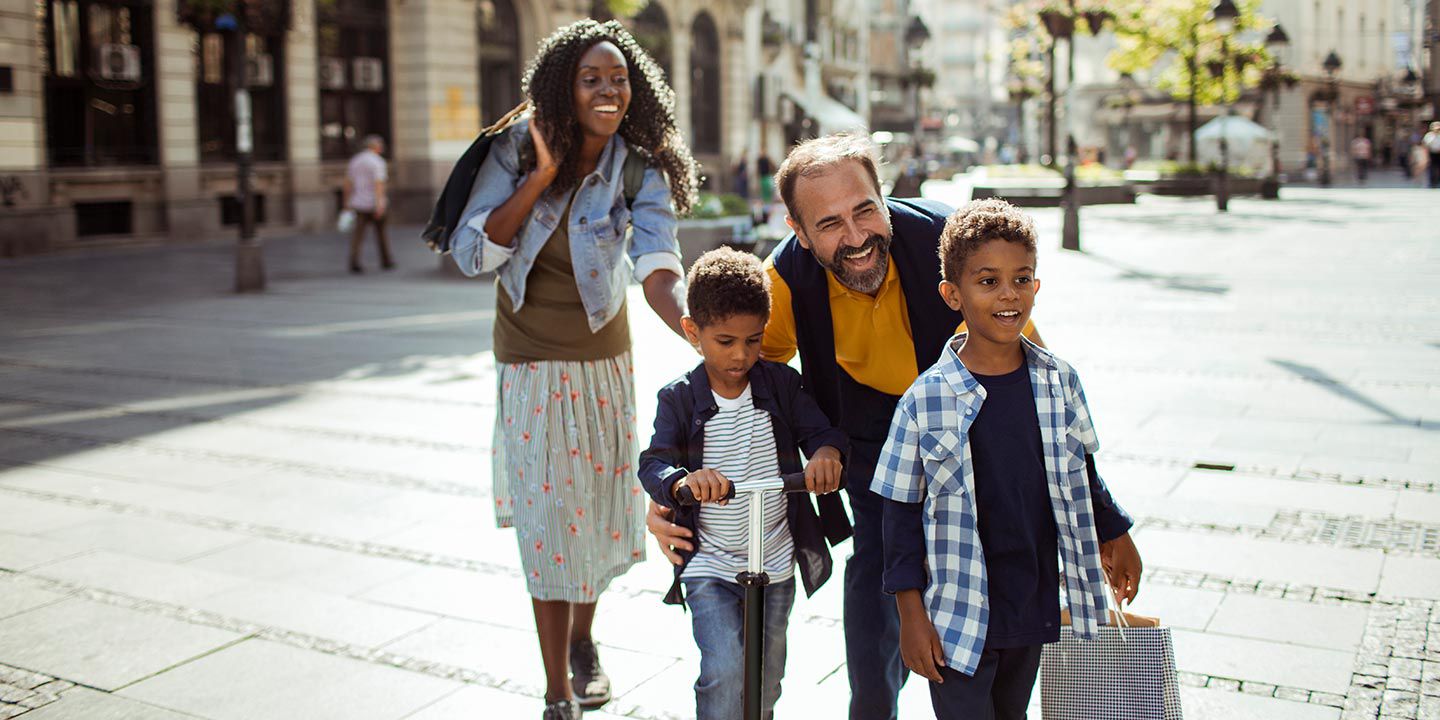 Family out strolling