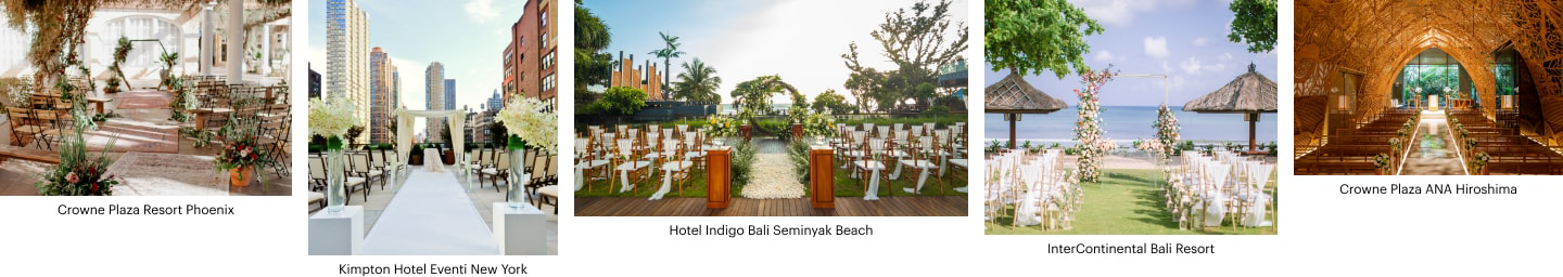 Crowne Plaza Resort Phoenix, Kimpton Hotel Eventi New York, Hotel Indigo Bali Seminyak Beach, InterContinental Bali Resort, Crowne Plaza ANA Hiroshima