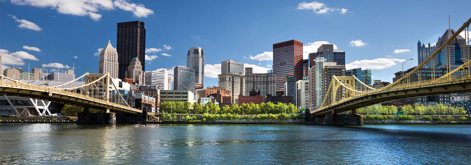 Water and skyline view of Pittsburgh city