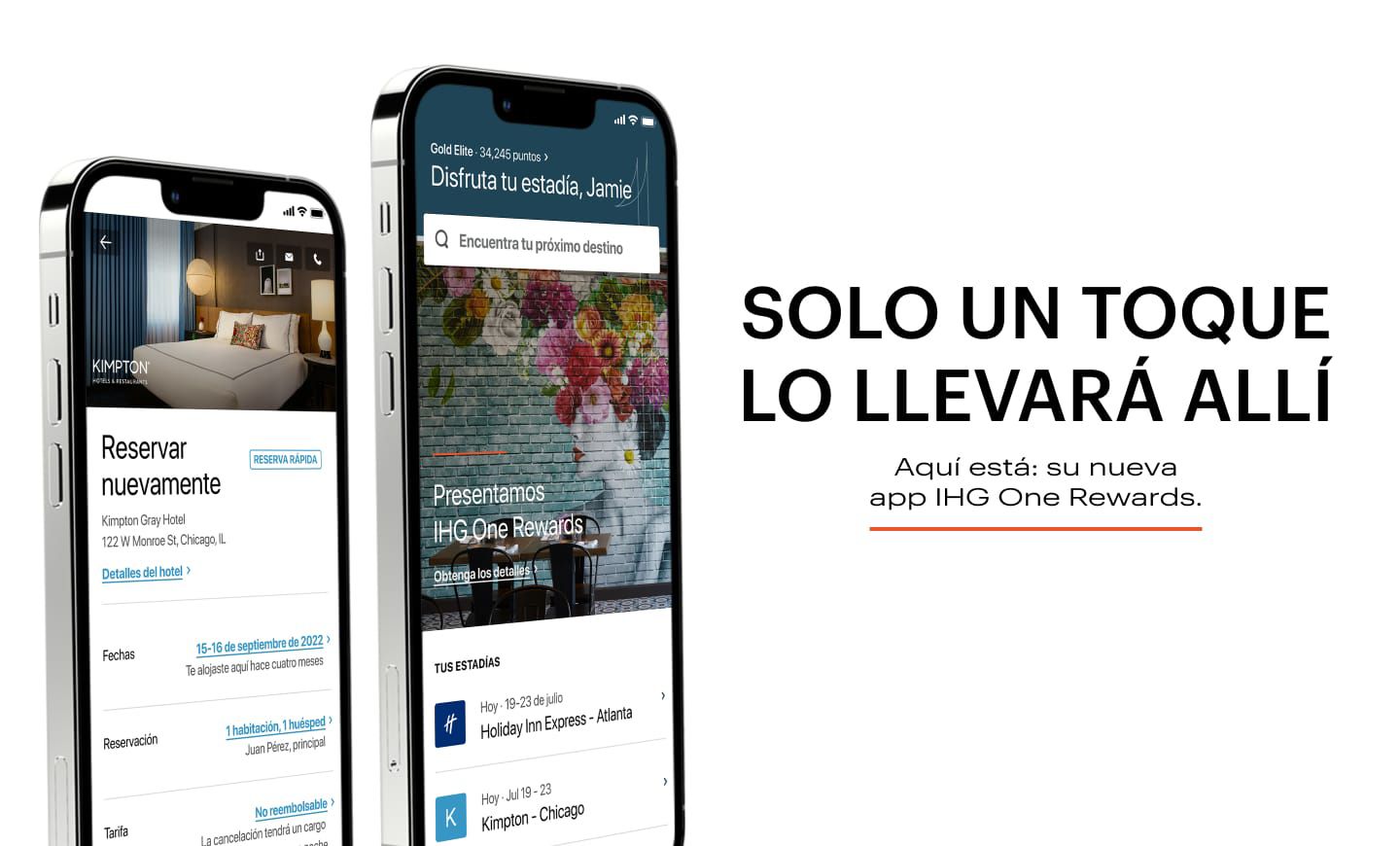 CON UN TOQUE, ESTARÁ AHÍ <br>Aquí está: la nueva<br> aplicación de IHG One Rewards.