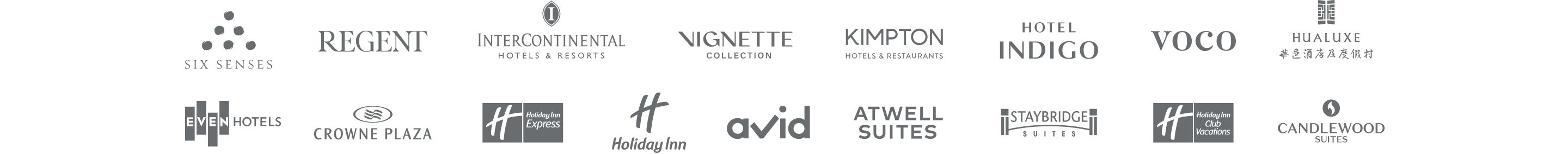 Imagen de los logotipos de las marcas de IHG Hotels & Resorts