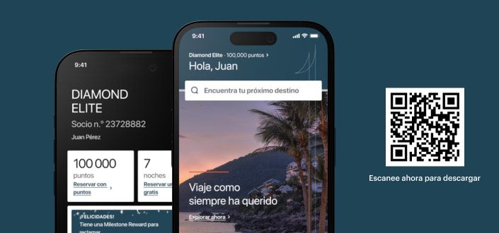 Dos iPhone que tienen la aplicación de IHG en la pantalla.
