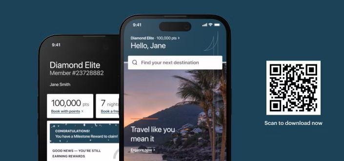 Vue de l’écran d’accueil de l’appli IHG® One Rewards