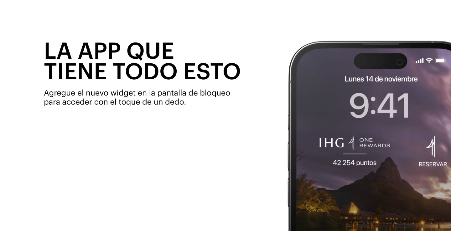 IHG app lock screen widget on phone screen