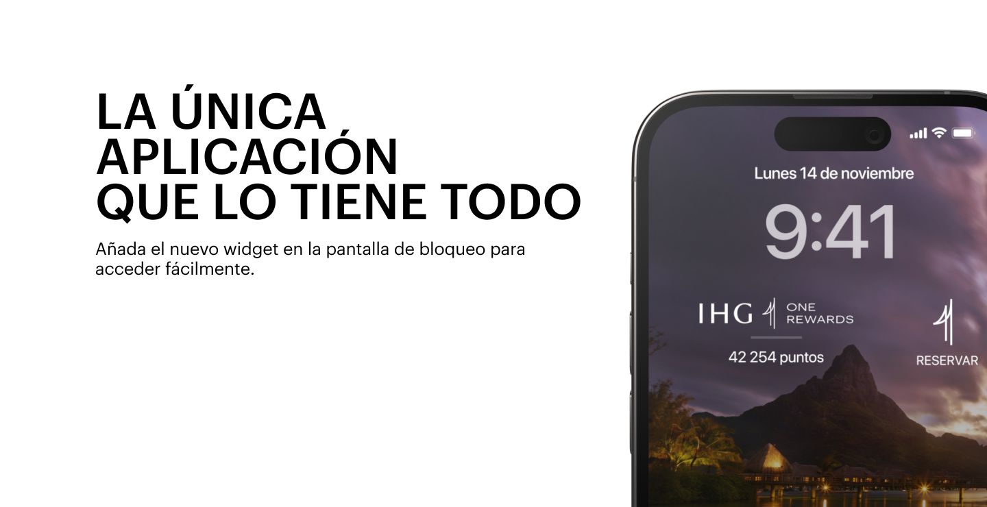 IHG app lock screen widget on phone screen