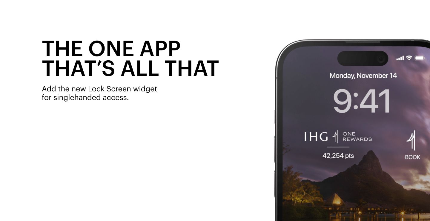 IHG app lock screen widget on phone screen