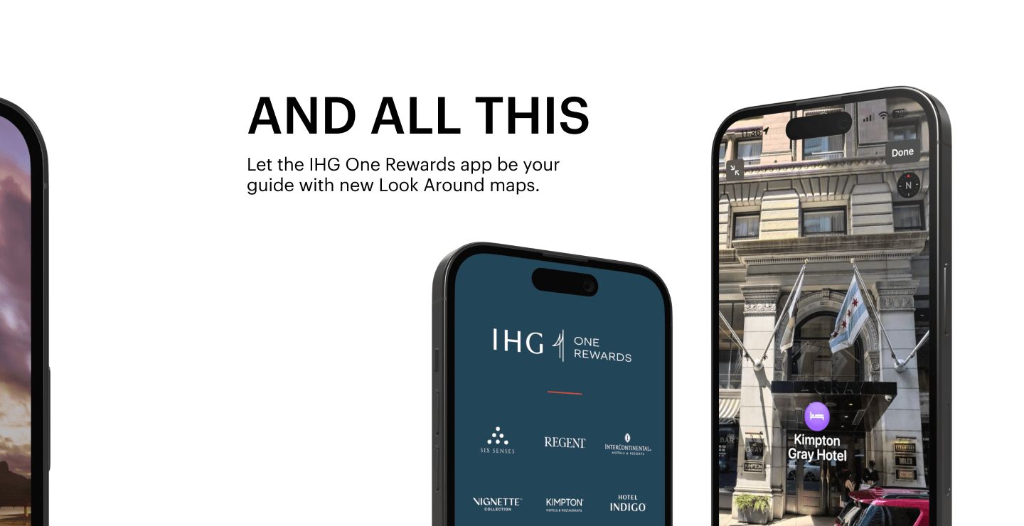 IHG app look around map on phone screen