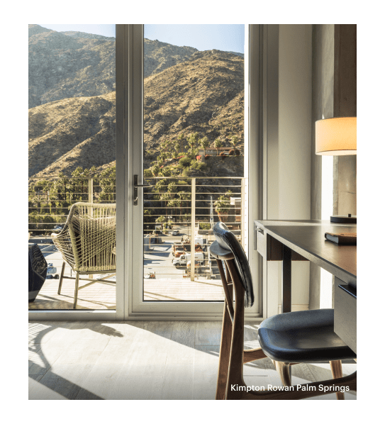 View of the mountains from a beautiful room at the Kimpton Rowan Palm Springs