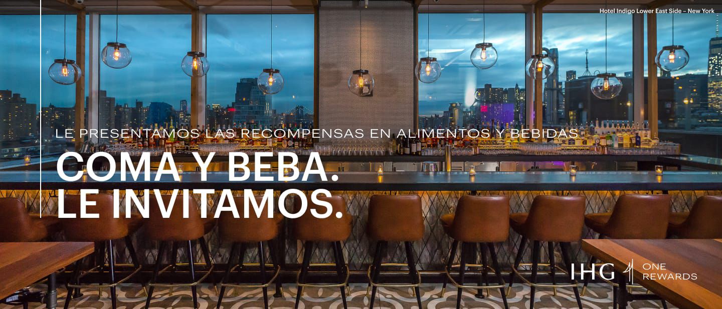 Presentamos las recompensas en alimentos y bebidas. Bebidas y comidas a nuestra cuenta.
